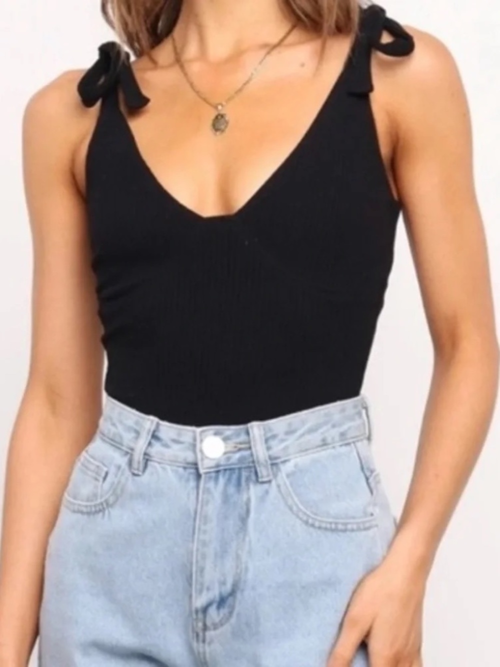 Petal & Pup Henri Bodysuit- Black with Tie Straps